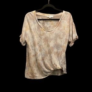YFB Young, Fabulous & Broke Linen Blend Tie Dye Twist Front T Shirt